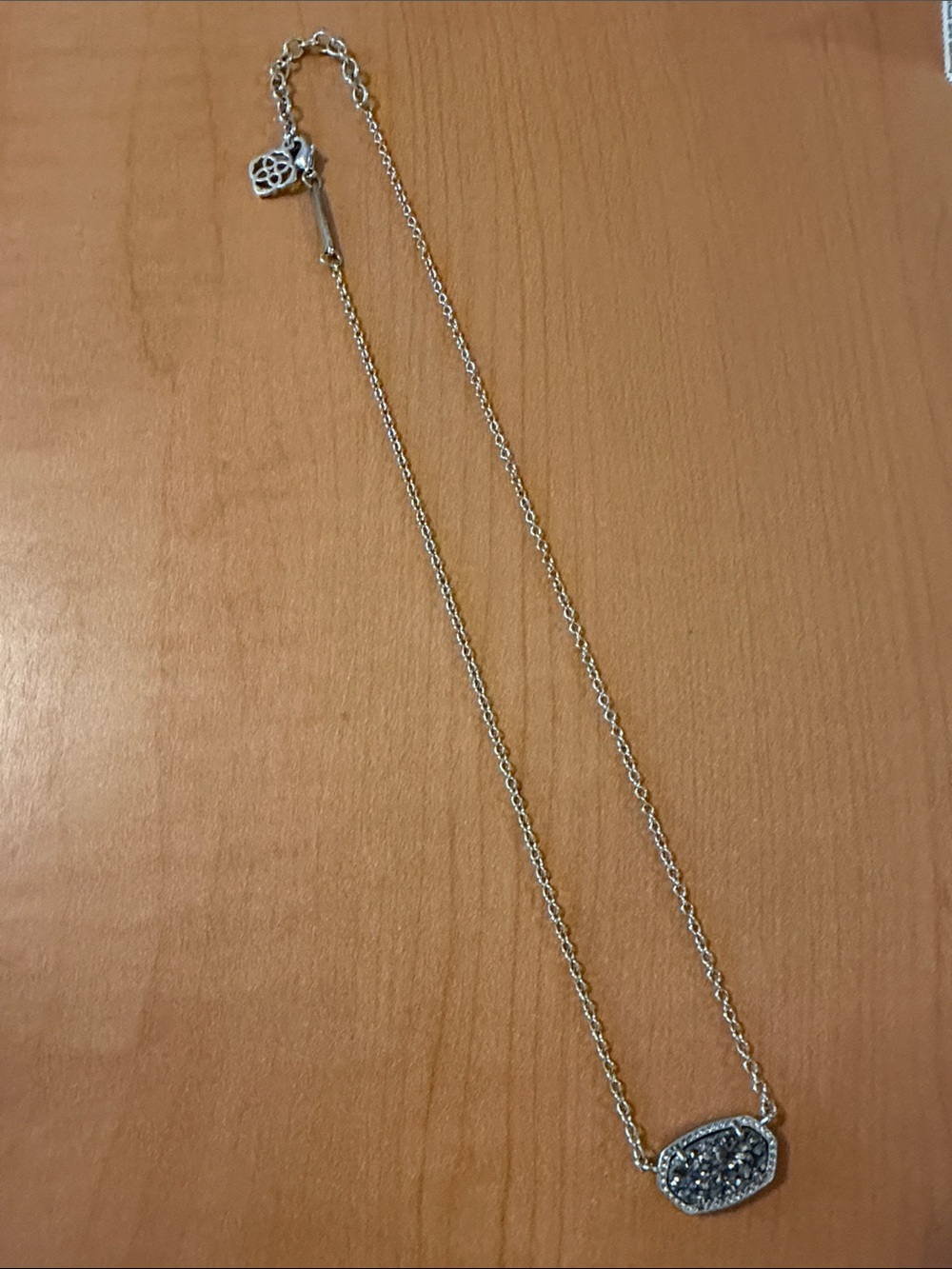 Kendra Scott Silver Gray Druzy Necklace
